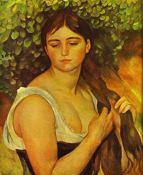 Pierre Auguste Renoir Girl Braiding Her Hair Norge oil painting art